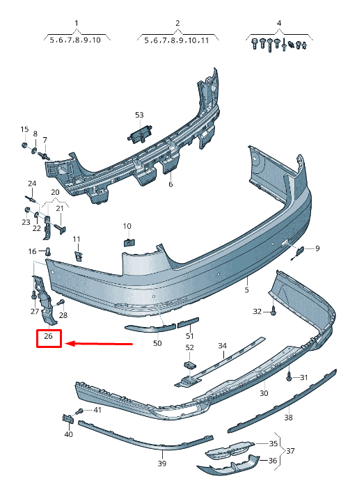 NEW AUDI A8 4N REAR RIGHT BUMPER CLOSING ELEMENT 4N0807096B ORIGINAL