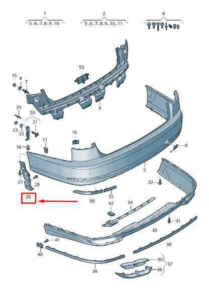 NEW AUDI A8 4N REAR RIGHT BUMPER CLOSING ELEMENT 4N0807096B ORIGINAL