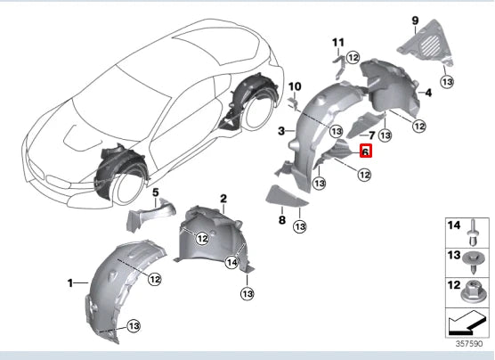 NEW BMW I8 I12 REAR LEFT AERO PANEL COVER 51487328615 ORIGINAL
