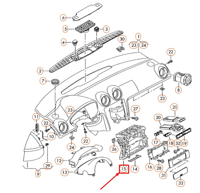 NEW AUDI A3 8P INSTRUMENT PANEL CENTER MOUNT SUPPORT 8P0858005D ORIGINAL