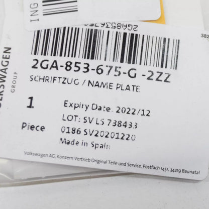 NEW VOLKSWAGEN T-ROC REAR EMBLEM BADGE 2GA853675G2ZZ ORIGINAL