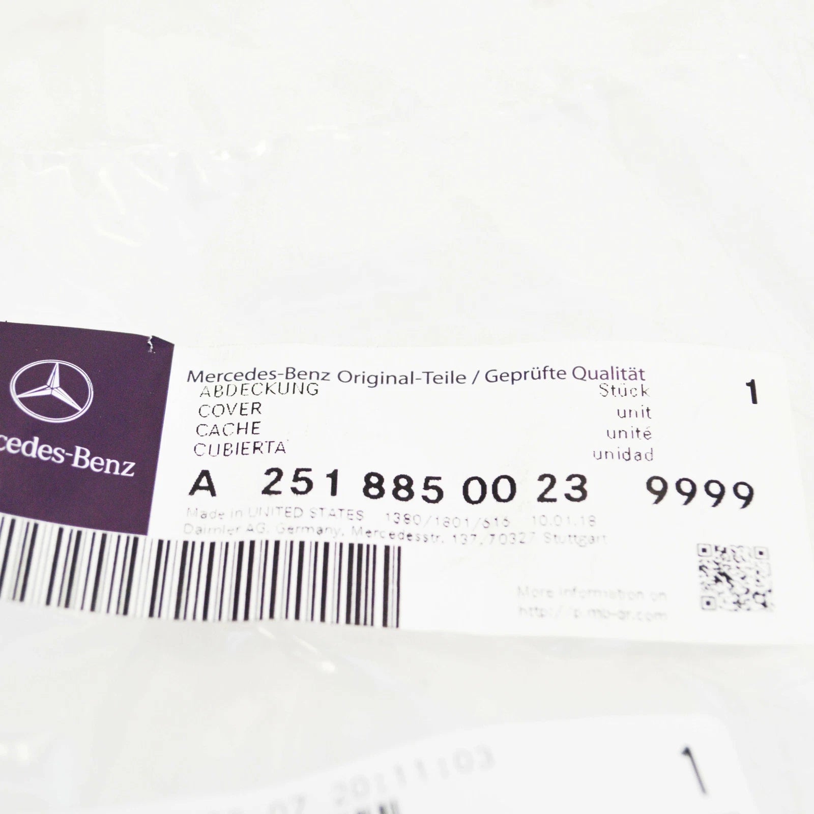 NEW MERCEDES BENZ R W251 FRONT BUMPER TOW HOOK EYE CAP A25188500239999 ORIGINAL