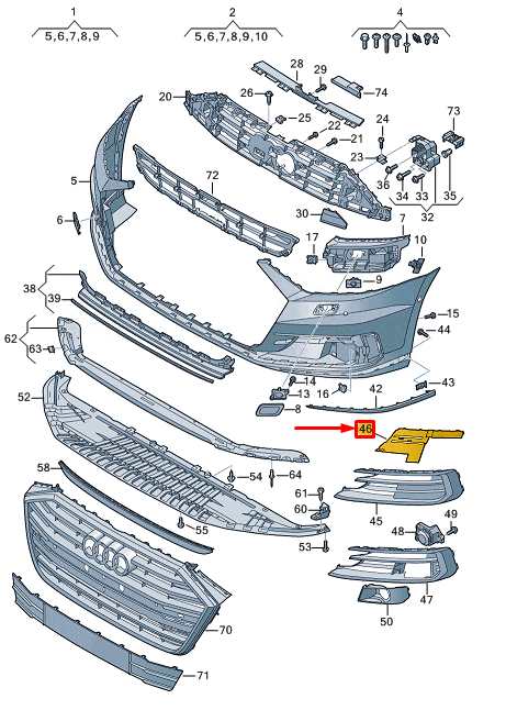 new audi a8 d5 front left bumper end cap 4n0807151a original