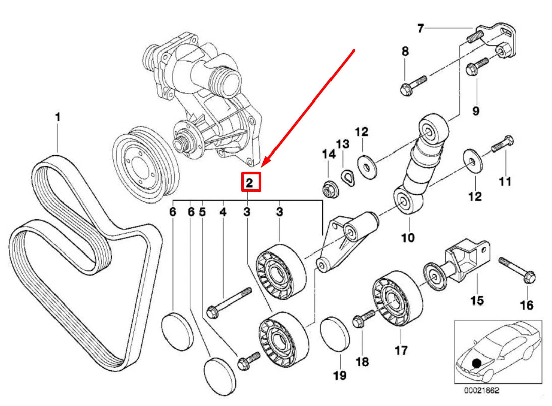 NEW BMW 5 E39 DRIVE BELT TENSIONER ASSEMBLY 11281742858 1742858 ORIGINAL