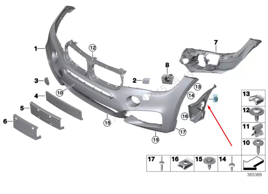 NEW BMW X6 F16 FRONT M BUMPER RIGHT AIR DUCT 51118056506 8056506 2016 ORIGINAL