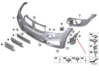 NEW BMW X6 F16 FRONT M BUMPER RIGHT AIR DUCT 51118056506 8056506 2016 ORIGINAL