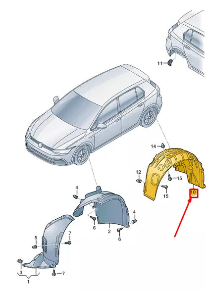 NEW VW GOLF CD MK8 REAR RIGHT ARCH LINER 5H0810972D ORIGINAL