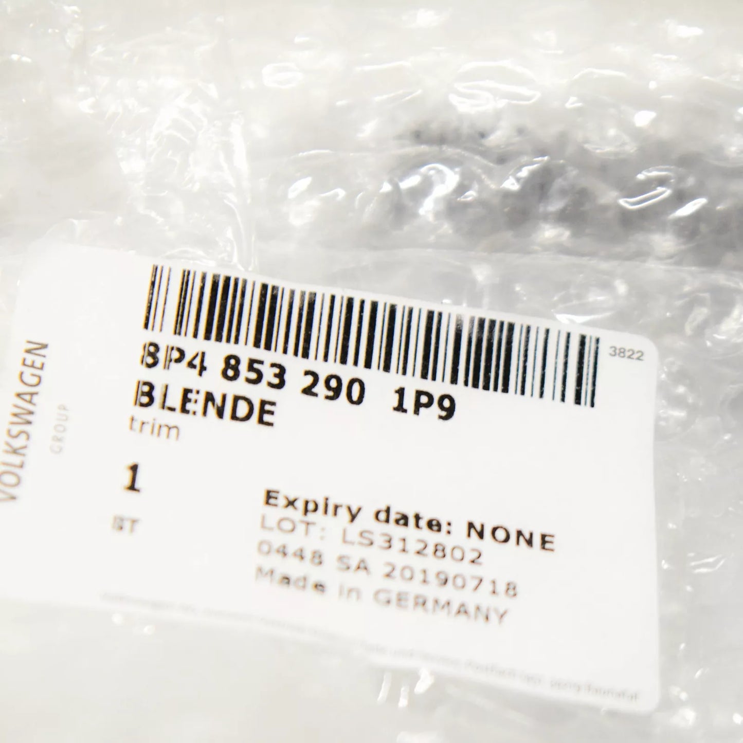 NEW AUDI A3 8P S3 RIGHT OUTER B-PILLAR TRIM BLACK 8P48532901P9 2012