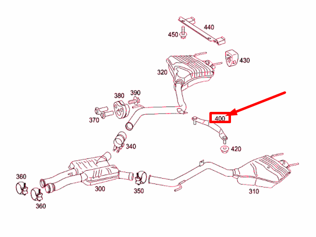 NEW MERCEDES-BENZ S W221 EXHAUST PIPES CONNECTION STRUT A2214900095 ORIGINAL