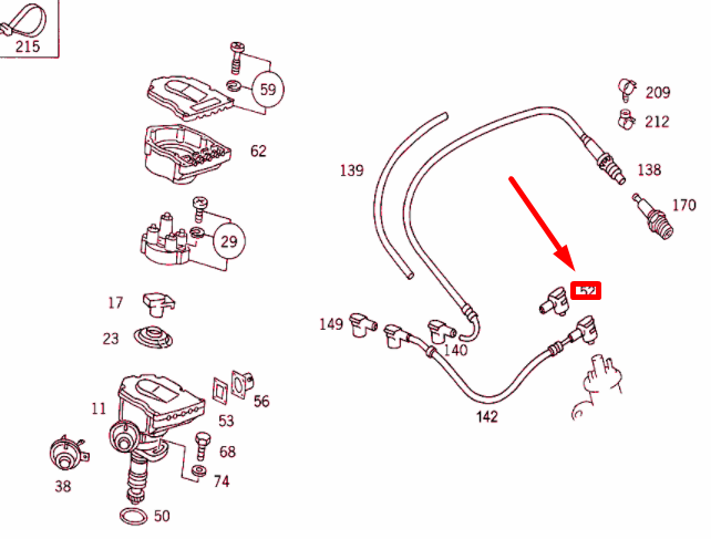 NEW MERCEDES-BENZ SL R129 IGNITION COIL CABLE PLUG A0001592942 ORIGINAL