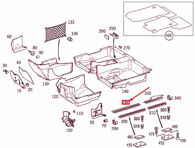 NEW MB E W210 FRONT RIGHT ENTRANCE INSIDE RAIL A21068022359B51 ORIGINAL
