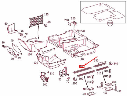 NEW MB E W210 FRONT RIGHT ENTRANCE INSIDE RAIL A21068022359B51 ORIGINAL