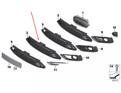 NEW BMW 2 F45 FRONT BUMPER CENTER CLOSED GRILLE SPORT LINE 51117364729 ORIGINAL