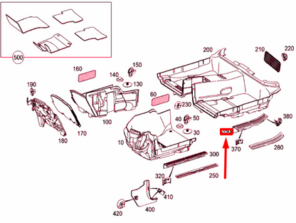 NEW MERCEDES-BENZ C W204 REAR LEFT INSIDE ENTRANCE RAIL A20468603369051 ORIGINAL