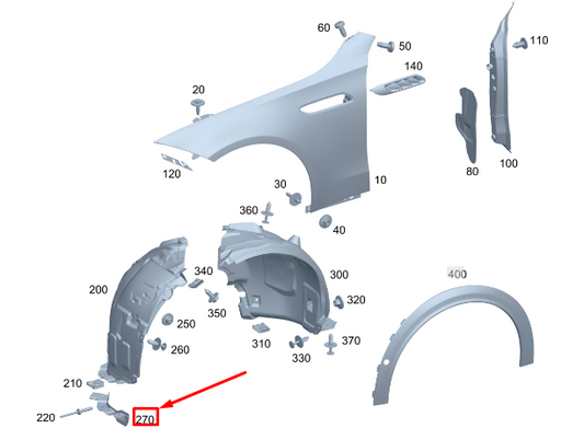 new mercedes-benz c w206 front left wheel arch spoiler a2068850305 original