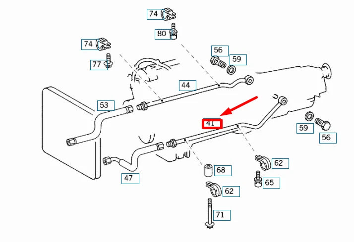 NEW MERCEDES-BENZ CLK C208 TRANSMISSION OIL COOLER LEFT LINE A2082700296