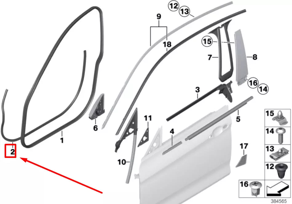 NEW BMW 4 GRAN COUPE F36 FRONT DOOR JOINT SEAL 51767310234 7310234 ORIGINAL