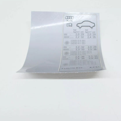 NEW AUDI A4 B8 TYRE PRESSURE DATA PLATE 8K0010502KL ORIGINAL