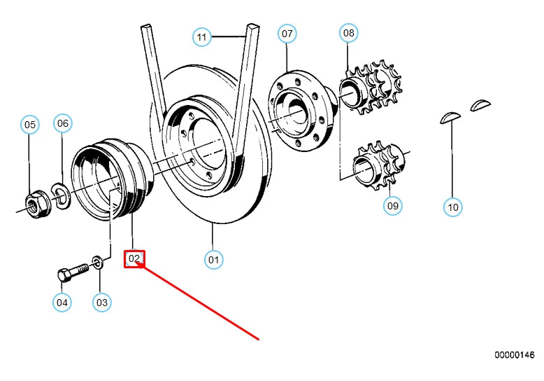 NEW BMW 6 E24 PULLEY 124MM 11211258274 1258274 ORIGINAL