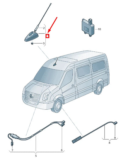 NEW VOLKSWAGEN CRAFTER 2F MK1 ROOF ANTENNA 2E0035507A