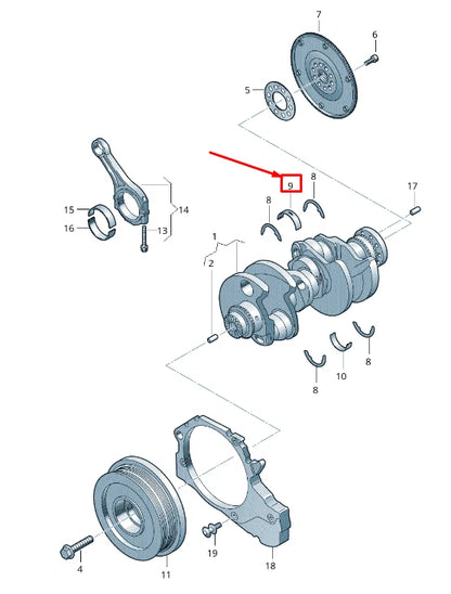 NEW AUDI Q7 4M UPPER ENGINE CRANKSHAFT BEARING SHELL 059105561AKBLA