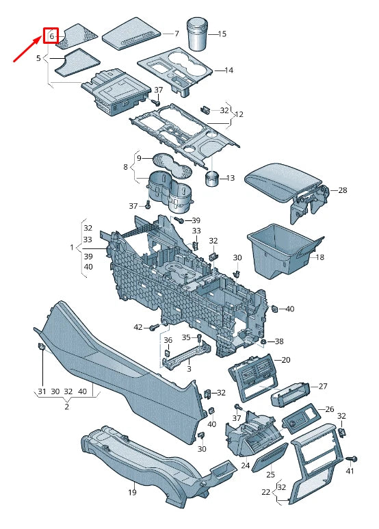 NEW VW TOUAREG CR STOWAGE COMPARTMENT INSERT RHD 7628625594PK