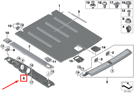 new bmw x6g06 right side member pad 51477948370 7948370 original