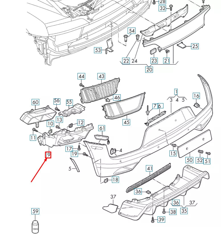 NEW AUDI R8 4S REAR LEFT OUTER BUMPER BRACKET CLOSING ELEMENT 4S0807319A
