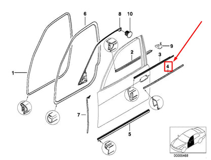 NEW BMW 5 E39 FRONT RIGHT EXTERIOR MOLDING 51217890646 7890646 ORIGINAL