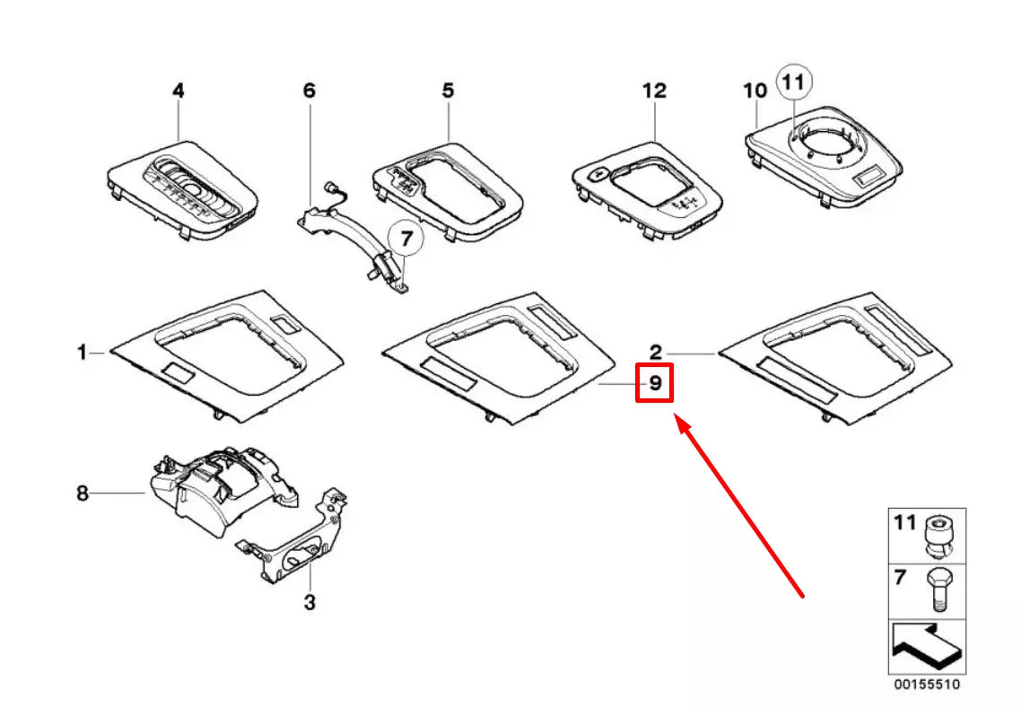 NEW BMW 3 CABRIO E46 CENTER CONSOLE TRIM 7895807 51167895807 ORIGINAL