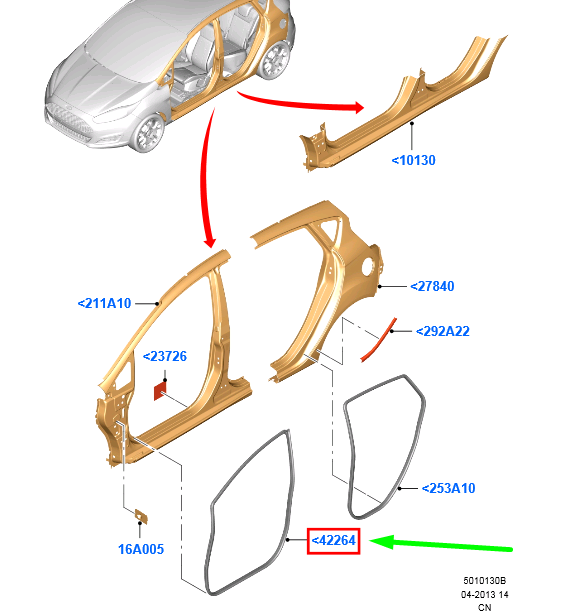 new ford fiesta mk6 wt front right door weatherstrip seal 1794592 original