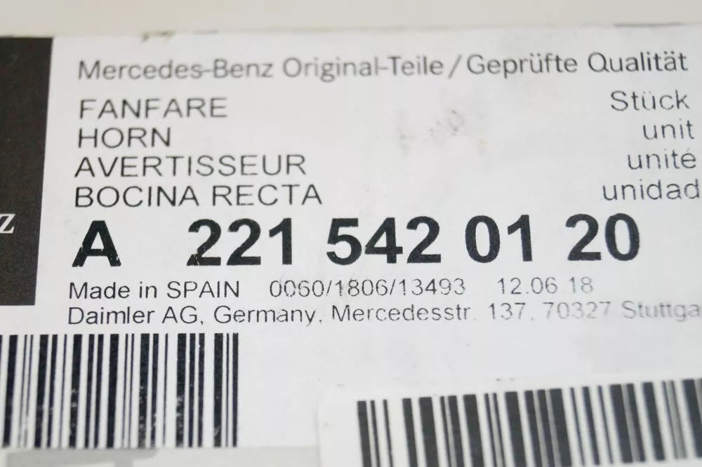NEW MERCEDES BENZ S W221 HORN SIGNAL A2215420120 ORIGINAL
