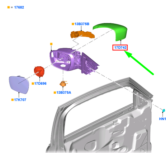 new ford galaxy mk3 cd390 front right door mirror cover 2182152 original