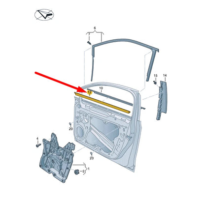 NEW VW GOLF MK8 FRONT RIGHT DOOR WINDOW APERTURE INNER SEAL 5H4837480 ORIGINAL