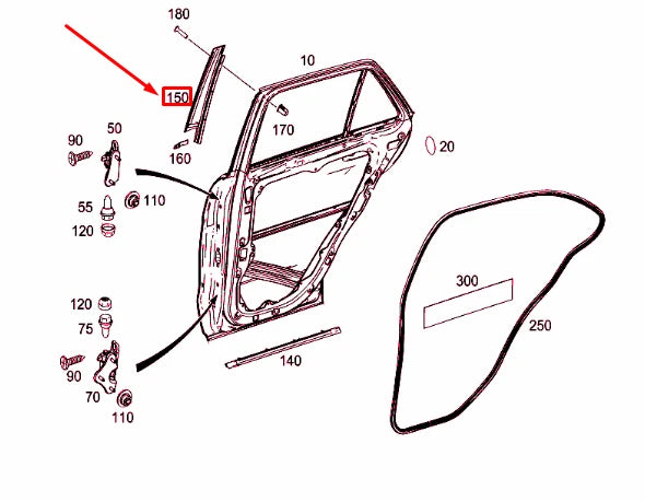 NEW MB GLE W166 REAR LEFT DOOR EXTERIOR PILLAR TRIM A1666900587 ORIGINAL