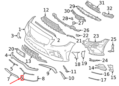 NEW MERCEDES-BENZ C W205 AMG FRONT BUMPER RIGHT SIDE MOLDING A2058859302