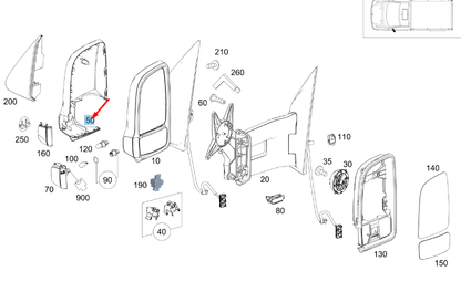 NEW MB SPRINTER W907 FRONT LEFT DOOR MIRROR SHELL COVER A9108114100 ORIGINAL