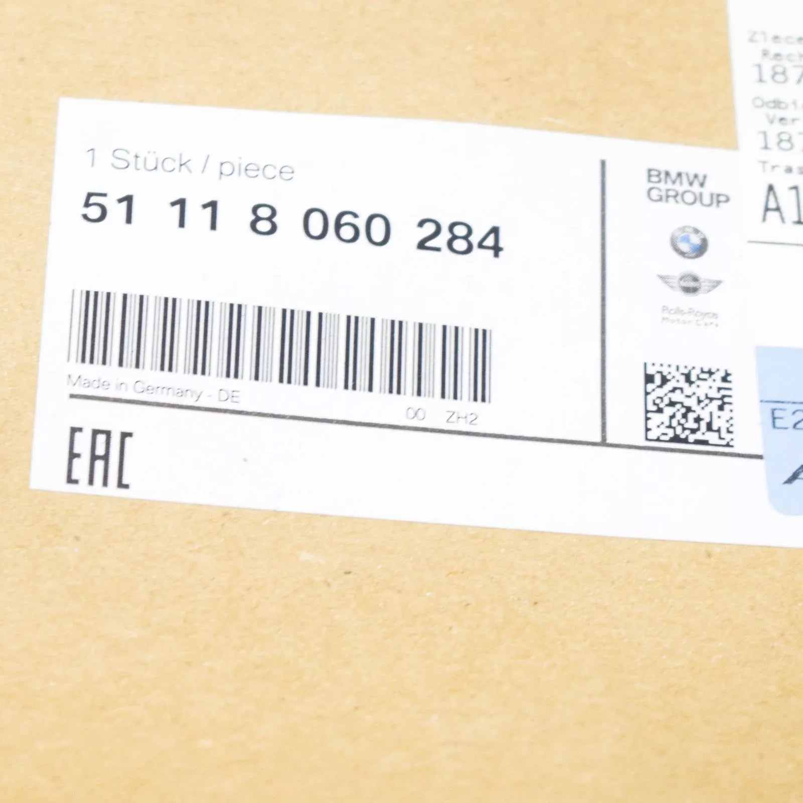 NEW BMW 1 F20 FRONT M SPORT BUMPER CENTER LOWER GRILLE 51118060284 ORIGINAL