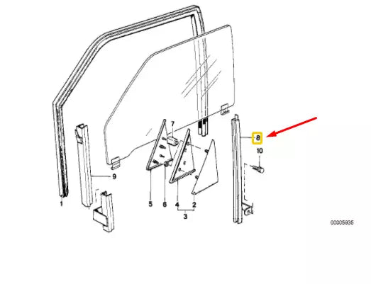 NEW BMW 3 E30 FRONT LEFT WINDOW REAR GUIDE RAIL 51321919647 1919647 ORIGINAL