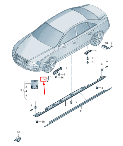 new audi a8 4h front right stone chip guard 4h0853932 original
