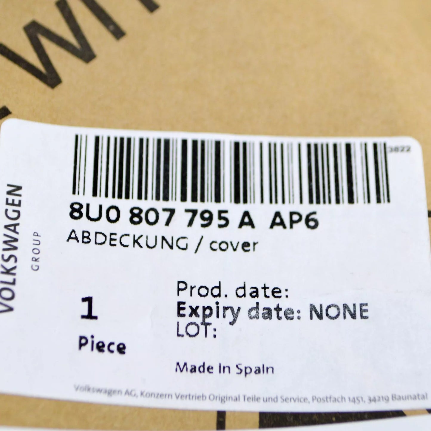 NEW AUDI RS Q3 8U FRONT BUMPER LEFT COVER 8U0807795AAP6 ORIGINAL