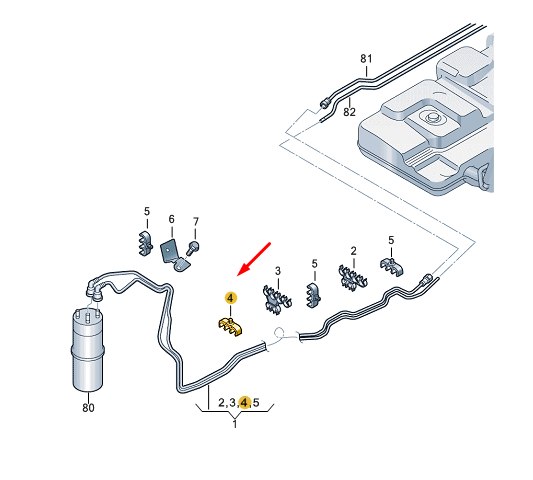 new vw transporter vi t6 fuel line securing clip 7h0201449a original