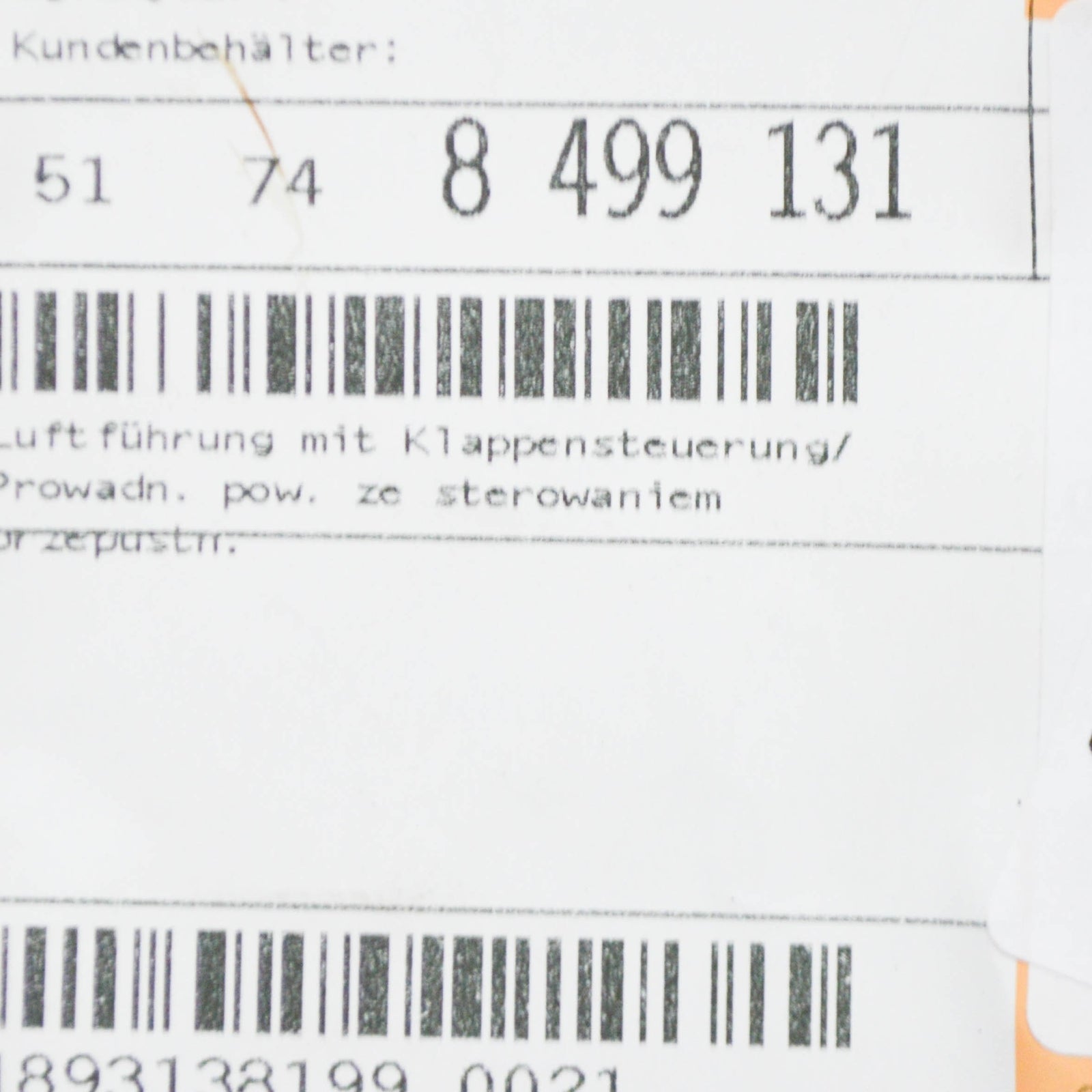 new bmw x1 f48 m air duct guide 51748499131 8499131 original