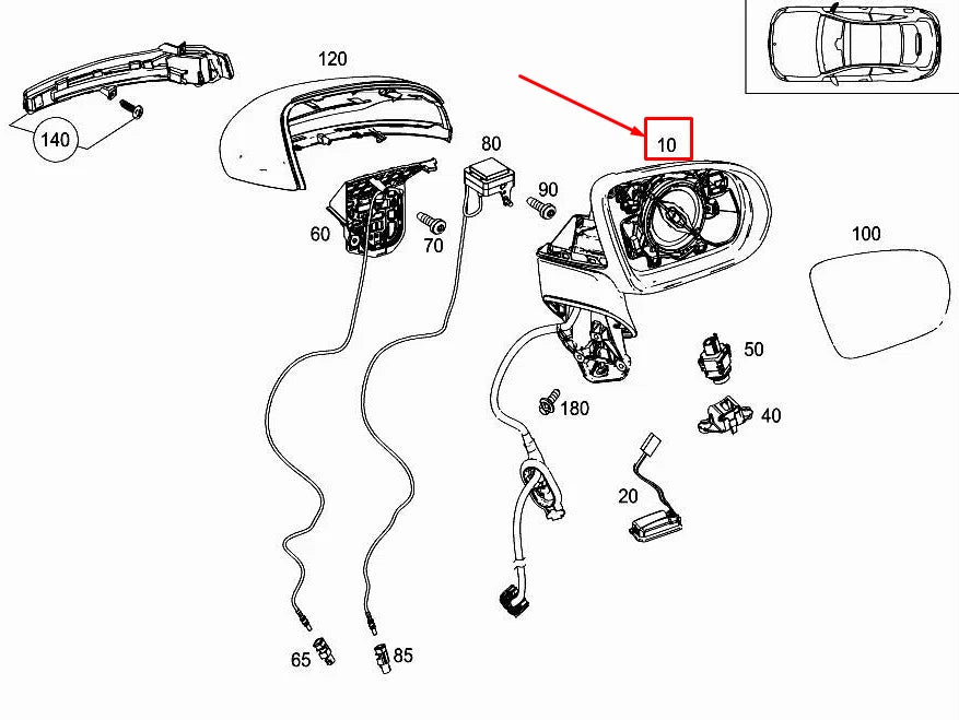 NEW MERCEDES-BENZ E COUPE C238 FRONT RIGHT SIDE WING MIRROR A2388107400