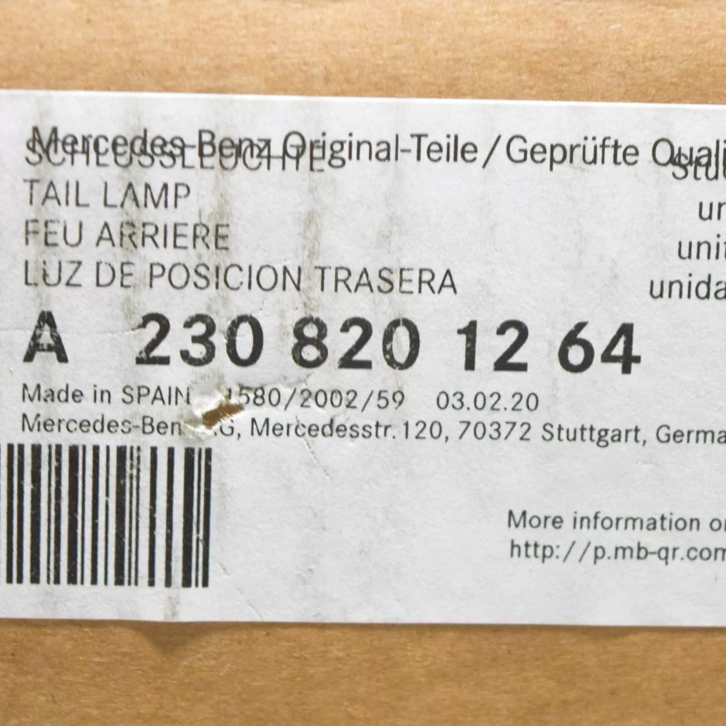 NEW MB SL R230 REAR LEFT AND RIGHT TAILLIGHT SET A2308201164 A2308201264