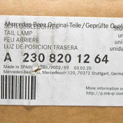 NEW MB SL R230 REAR LEFT AND RIGHT TAILLIGHT SET A2308201164 A2308201264