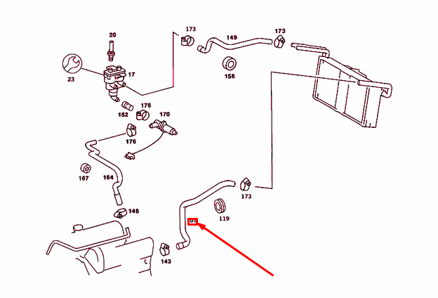 NEW MERCEDES-BENZ SL R107 HEATER HOSE A1078313194 ORIGINAL