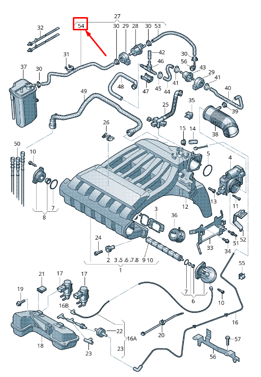 new audi tt 8j activated charcoal container connecting hose 8j0201994r original