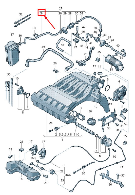 new audi tt 8j activated charcoal container connecting hose 8j0201994r original