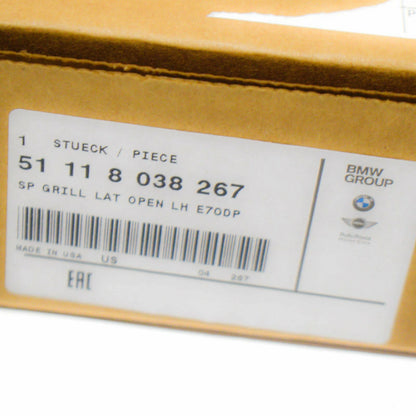 NEW BMW X5 E70 FRONT BUMPER LEFT M OPEN GRILLE 51118038267 8038267 ORIGINAL